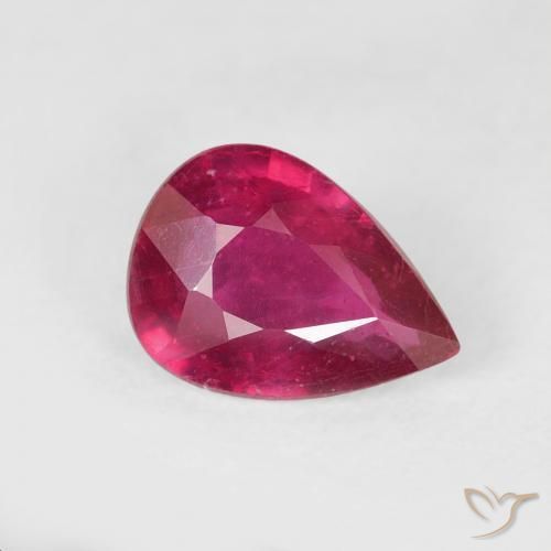 1.14ct 자연스러운 분홍빛이 도는 빨강 루비, 배 모양, VS-SI