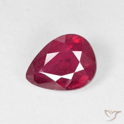 1.58ct 자연스러운 Medium Dark-Red 루비, 배 모양, VS-SI