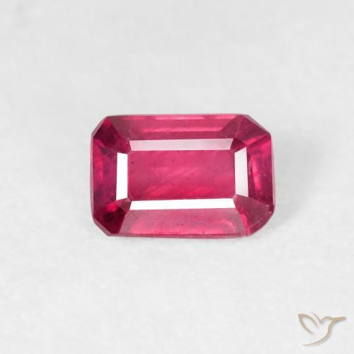 0.70ct 자연스러운 라이트 레드 루비, 에메랄드 컷, VS