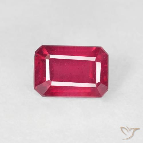 1.08ct 자연스러운 잼 레드 루비, 에메랄드 컷, VS