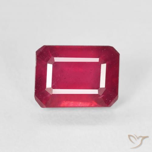 1.74ct 자연스러운 잼 레드 루비, 에메랄드 컷, VS