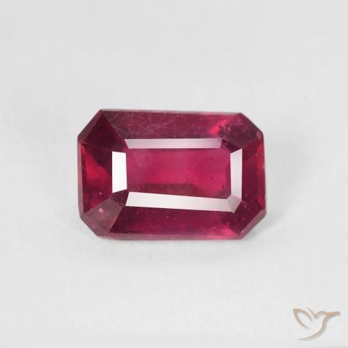 1.13ct 자연스러운 딥 레드 핑크 루비, 에메랄드 컷, VS