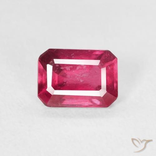 1.08ct 자연스러운 딥 레드 핑크 루비, 에메랄드 컷, VS