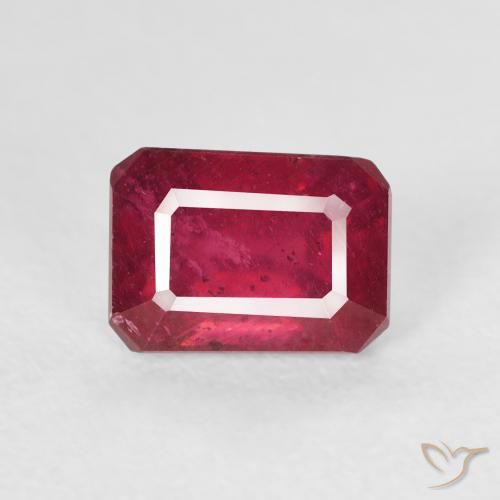 1.86ct 자연스러운 딥 레드 루비, 에메랄드 컷, VS