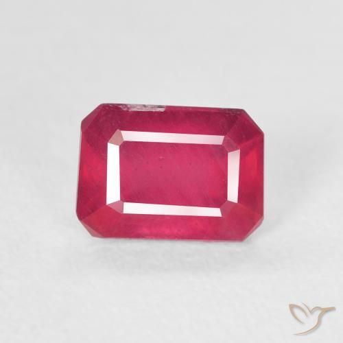 1.50ct 자연스러운 라이트 레드 루비, 에메랄드 컷, SI