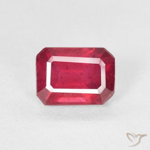 1.43ct 자연스러운 잼 레드 루비, 에메랄드 컷, VS