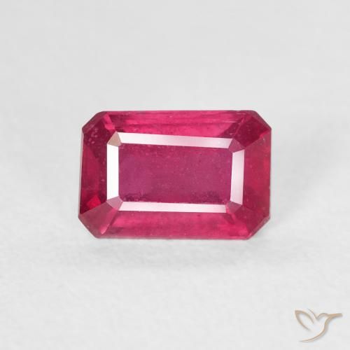 1.08ct 자연스러운 딥 레드 핑크 루비, 에메랄드 컷, VS