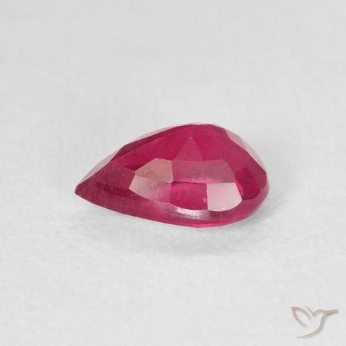 0.95캐럿 천연 Medium Dark-Red 루비, 배 모양, VS-SI