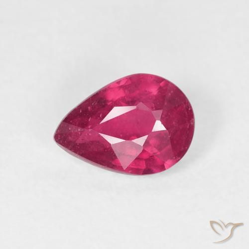 0.91ct 자연스러운 라이트 레드 루비, 배 모양, VS-SI