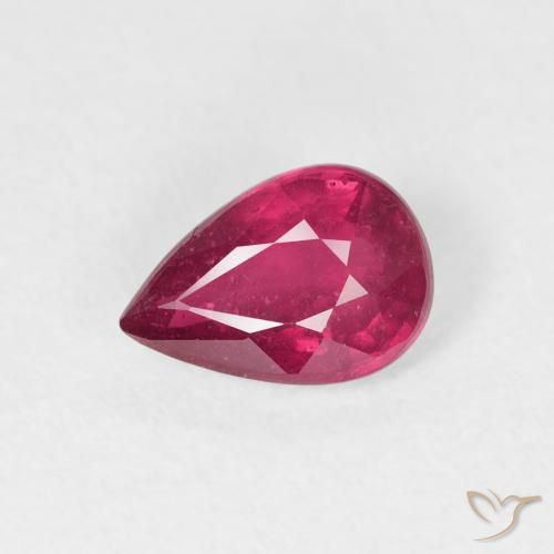 0.94ct 자연스러운 분홍빛이 도는 빨강 루비, 배 모양, VS-SI