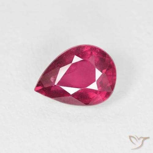 0.91ct 자연스러운 붉은빛이 도는 핑크 루비, 배 모양, VS-SI