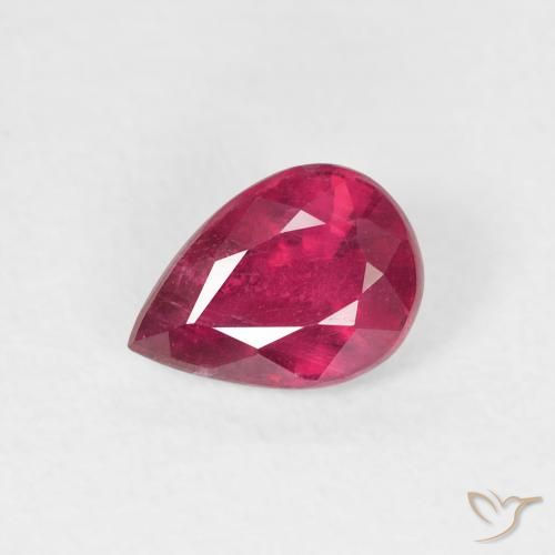 0.94ct 자연스러운 딥 레드 핑크 루비, 배 모양, VS-SI