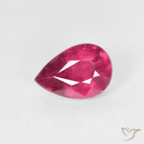 0.89ct 자연스러운 라이트 레드 루비, 배 모양, VS-SI