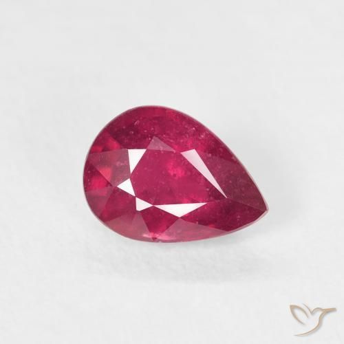 1.02ct 자연스러운 Medium Dark-Red 루비, 배 모양, VS-SI