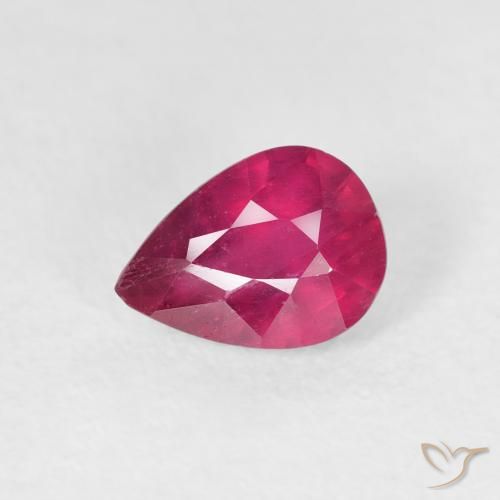 0.98ct 자연스러운 잼 레드 루비, 배 모양, VS-SI