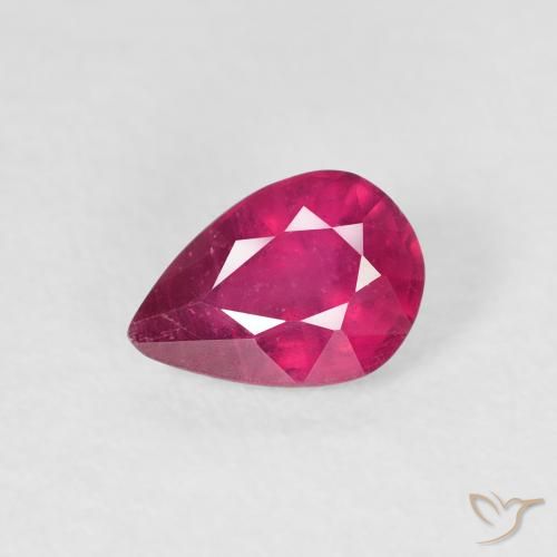 0.87ct 자연스러운 라이트 레드 루비, 배 모양, VS-SI