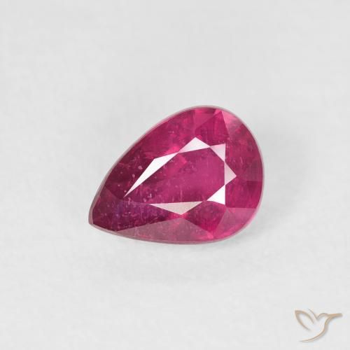 0.84ct 자연스러운 라이트 레드 루비, 배 모양, VS-SI