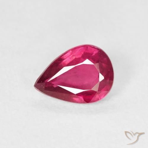 0.86ct 자연스러운 라이트 레드 루비, 배 모양, VS-SI