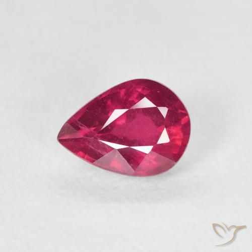 0.93ct 자연스러운 분홍빛이 도는 빨강 루비, 배 모양, VS-SI