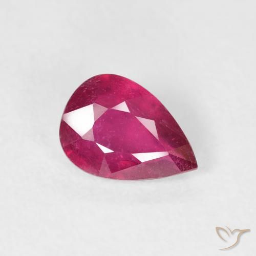 0.93ct 자연스러운 라이트 레드 루비, 배 모양, VS-SI