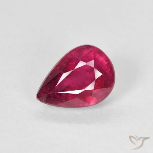 1.03ct 자연스러운 딥 레드 핑크 루비, 배 모양, VS-SI