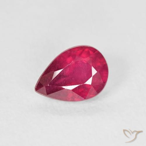 0.85ct 자연스러운 분홍빛이 도는 빨강 루비, 배 모양, VS-SI