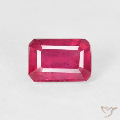 1.03ct 자연스러운 라이트 레드 루비, 에메랄드 컷, VS