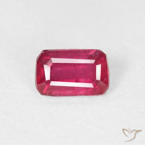 0.67ct 자연스러운 라이트 레드 루비, 에메랄드 컷, VS