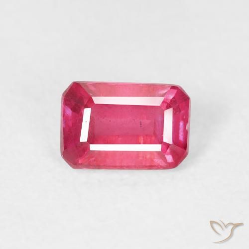 0.79ct 자연스러운 분홍빛이 도는 빨강 루비, 에메랄드 컷, VS