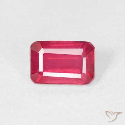 0.92ct 자연스러운 붉은빛이 도는 핑크 루비, 에메랄드 컷, VS