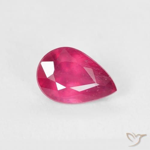 0.70ct 자연스러운 라이트 레드 루비, 배 모양, VS-SI