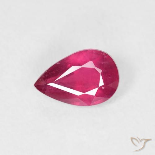 0.56ct 자연스러운 분홍빛이 도는 빨강 루비, 배 모양, VS-SI