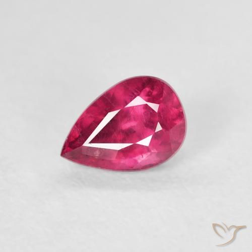 0.63ct 자연스러운 라이트 레드 루비, 배 모양, VS-SI
