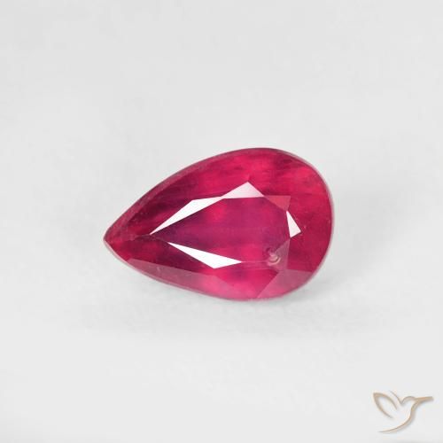 0.76ct 자연스러운 Medium Dark-Red 루비, 배 모양, VS-SI