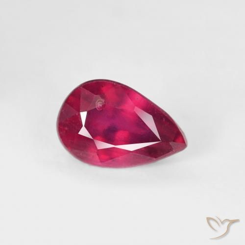 0.76캐럿 천연 Medium Dark-Red 루비, 배 모양, VS-SI