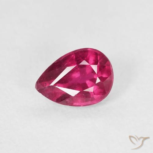 0.62ct 자연스러운 분홍빛이 도는 빨강 루비, 배 모양, VS-SI