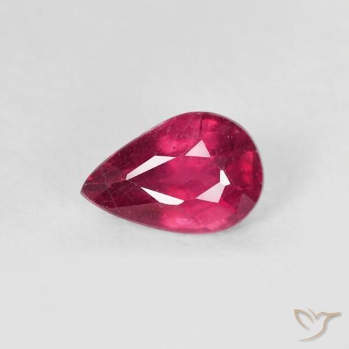 0.63ct 자연스러운 딥 레드 핑크 루비, 배 모양, VS-SI