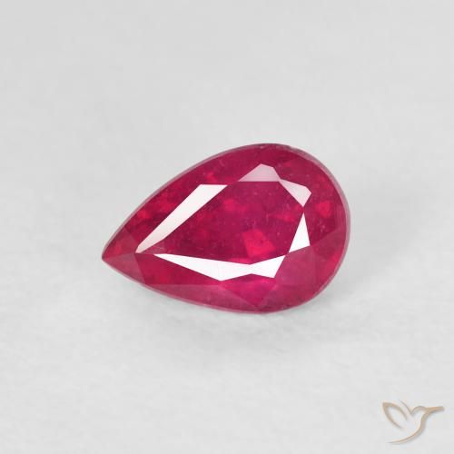 0.76ct 자연스러운 딥 레드 핑크 루비, 배 모양, VS-SI