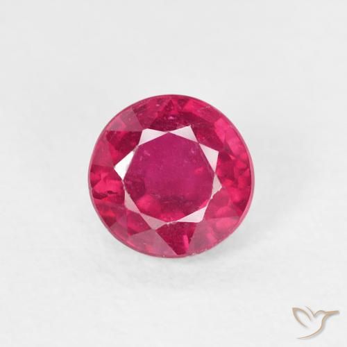 0.81ct 자연스러운 라이트 레드 루비, 둥근, VS