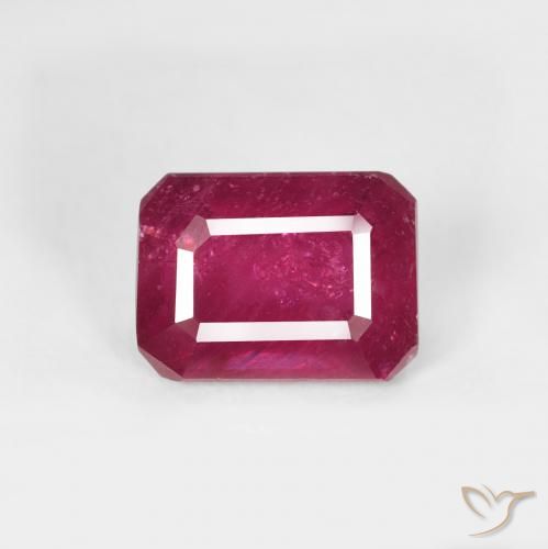 1.50ct 자연스러운 미디엄 레드 루비, 에메랄드 컷, VS