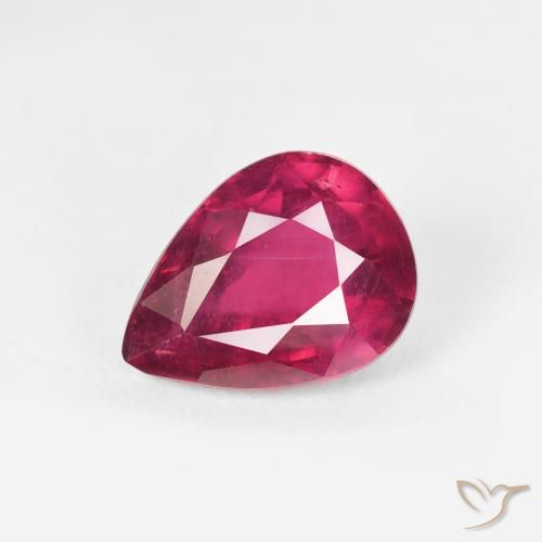 1.70ct 자연스러운 분홍빛이 도는 빨강 루비, 배 모양, VS