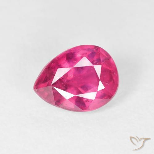 1.51ct 자연스러운 붉은빛이 도는 핑크 루비, 배 모양, VS