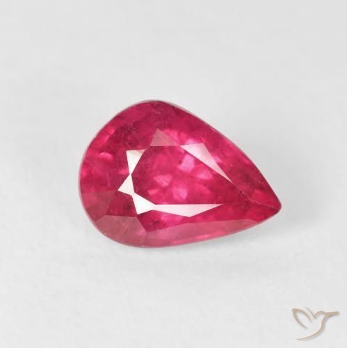 1.55ct 자연스러운 분홍빛이 도는 빨강 루비, 배 모양, VS