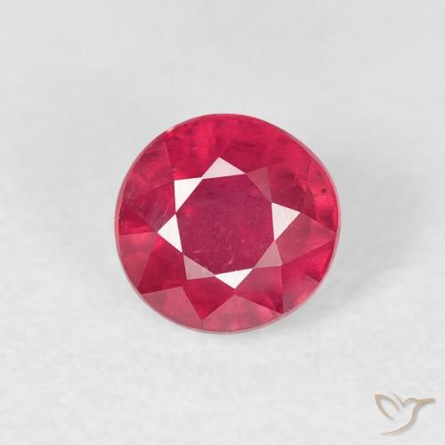 1.01ct 자연스러운 분홍빛이 도는 빨강 루비, 둥근, VS