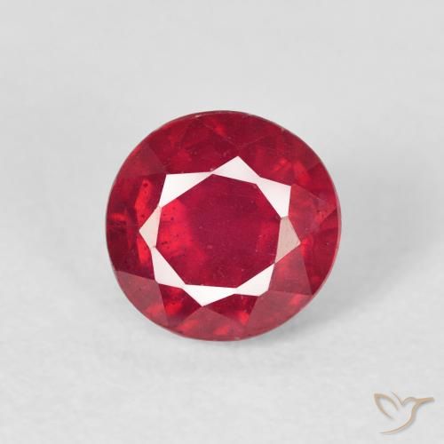 1.37ct 자연스러운 딥 크림슨 루비, 둥근, VS