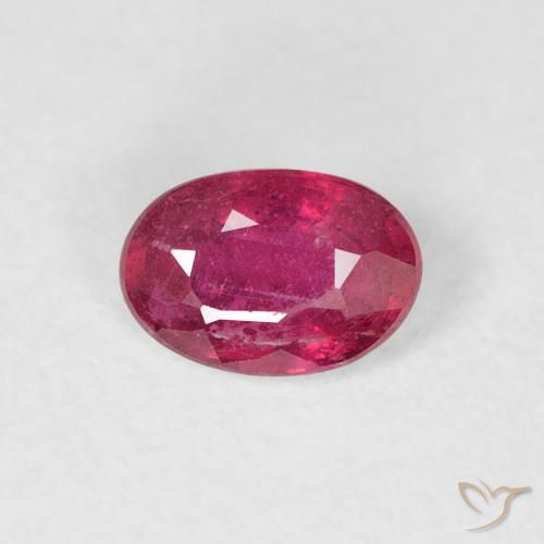 0.58ct 자연스러운 분홍빛이 도는 빨강 루비, 타원형, VS-SI