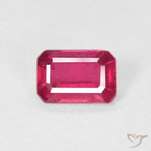 0.75ct 자연스러운 붉은빛이 도는 핑크 루비, 에메랄드 컷, VS