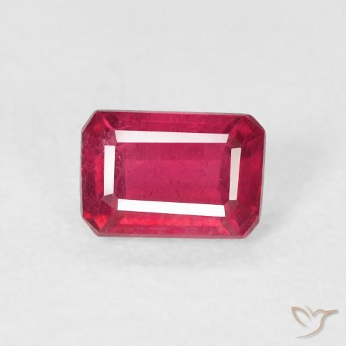 0.88ct 자연스러운 붉은빛이 도는 핑크 루비, 에메랄드 컷, VS