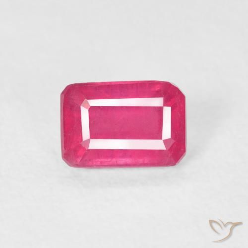0.90ct 자연스러운 미디엄 레드 루비, 에메랄드 컷, VS