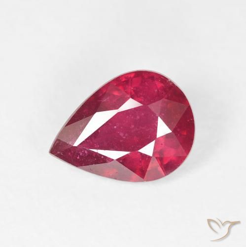 1.61ct 자연스러운 딥 레드 루비, 배 모양, VS-SI